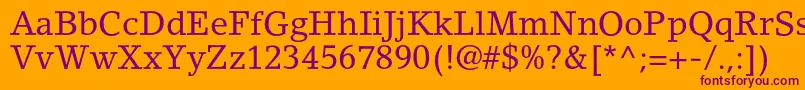 LinoletterstdRoman-Schriftart – Violette Schriften auf orangefarbenem Hintergrund
