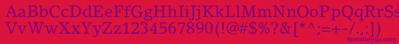 Czcionka LinoletterstdRoman – fioletowe czcionki na czerwonym tle
