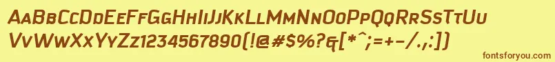 KautivaCapsBoldItalic Font – Brown Fonts on Yellow Background