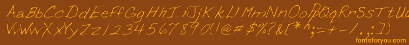 Erinshand-Schriftart – Orangefarbene Schriften auf braunem Hintergrund