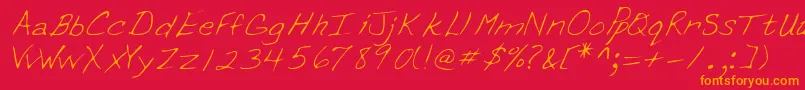 Erinshand Font – Orange Fonts on Red Background