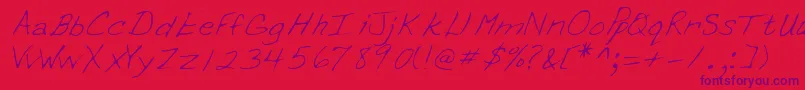 Erinshand Font – Purple Fonts on Red Background