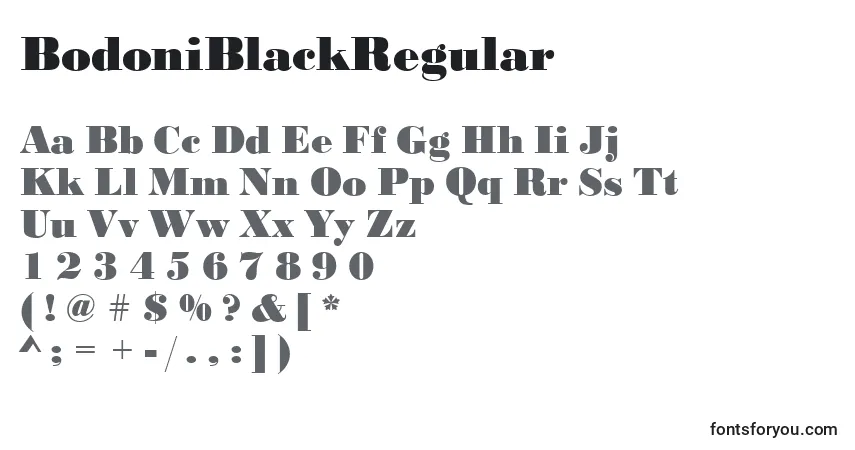 Czcionka BodoniBlackRegular – alfabet, cyfry, specjalne znaki