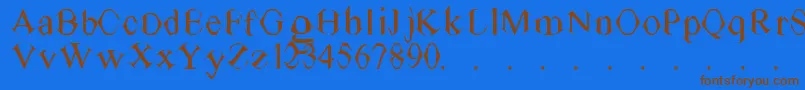 フォントTvTimes – 茶色の文字が青い背景にあります。