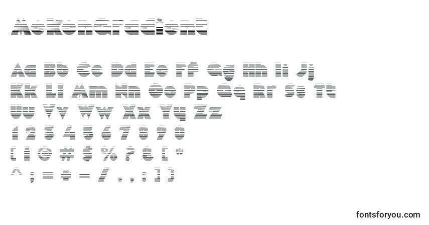 A fonte MekonGradient – alfabeto, números, caracteres especiais