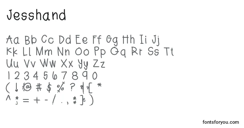 Шрифт Jesshand – алфавит, цифры, специальные символы