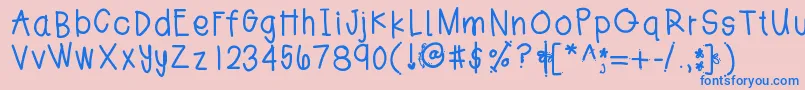 Jesshand Font – Blue Fonts on Pink Background
