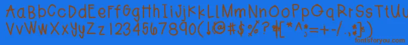 フォントJesshand – 茶色の文字が青い背景にあります。
