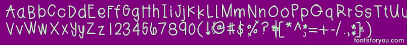 Jesshand Font – Green Fonts on Purple Background