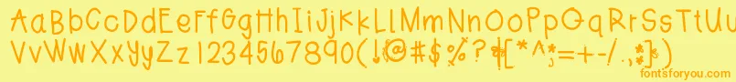 Jesshand Font – Orange Fonts on Yellow Background