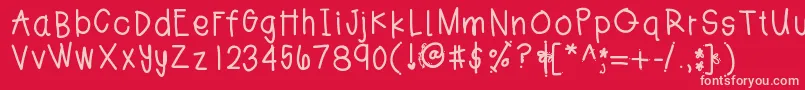 Jesshand Font – Pink Fonts on Red Background