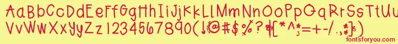 Jesshand Font – Red Fonts on Yellow Background