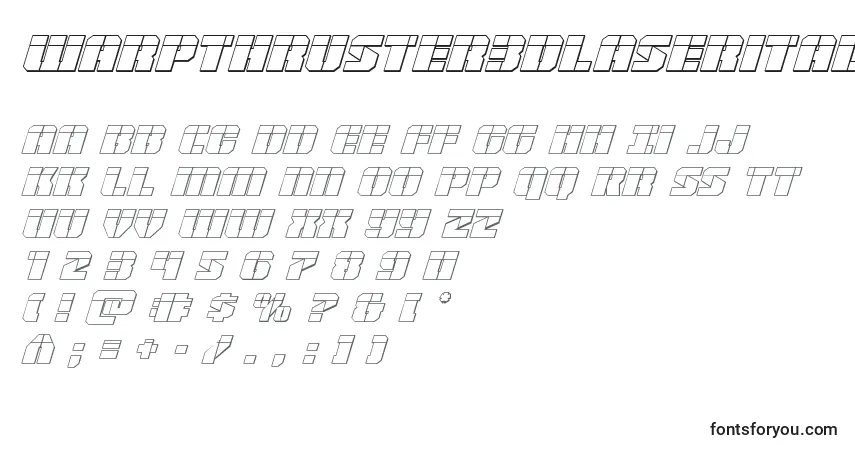 A fonte Warpthruster3Dlaserital – alfabeto, números, caracteres especiais