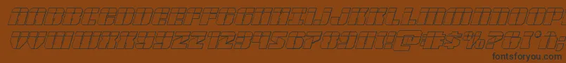 Warpthruster3Dlaserital-Schriftart – Schwarze Schriften auf braunem Hintergrund