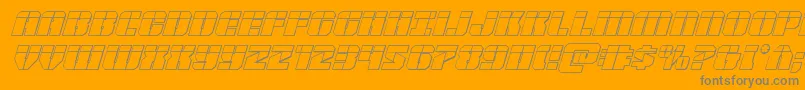 Warpthruster3Dlaserital-Schriftart – Graue Schriften auf orangefarbenem Hintergrund