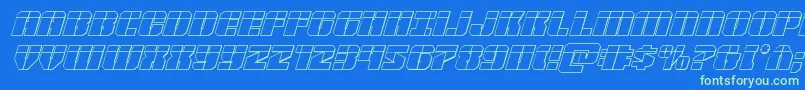 Warpthruster3Dlaserital Font – Green Fonts on Blue Background