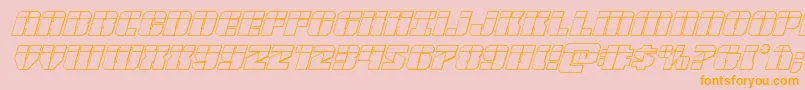 Warpthruster3Dlaserital-Schriftart – Orangefarbene Schriften auf rosa Hintergrund