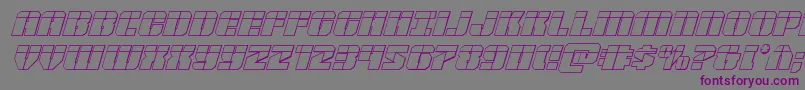 Warpthruster3Dlaserital-Schriftart – Violette Schriften auf grauem Hintergrund