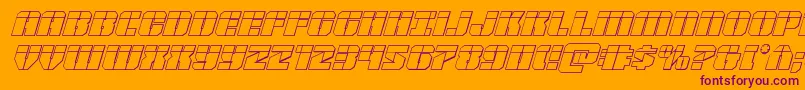 Warpthruster3Dlaserital-Schriftart – Violette Schriften auf orangefarbenem Hintergrund