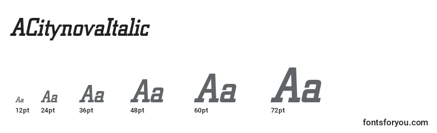 ACitynovaItalic Font Sizes