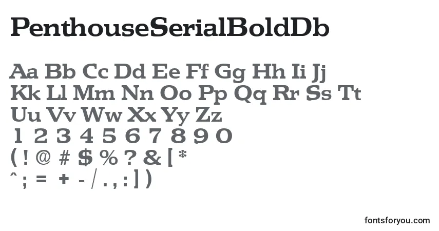 A fonte PenthouseSerialBoldDb – alfabeto, números, caracteres especiais