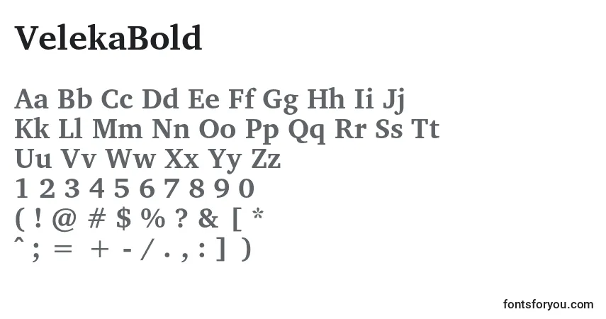 A fonte VelekaBold – alfabeto, números, caracteres especiais