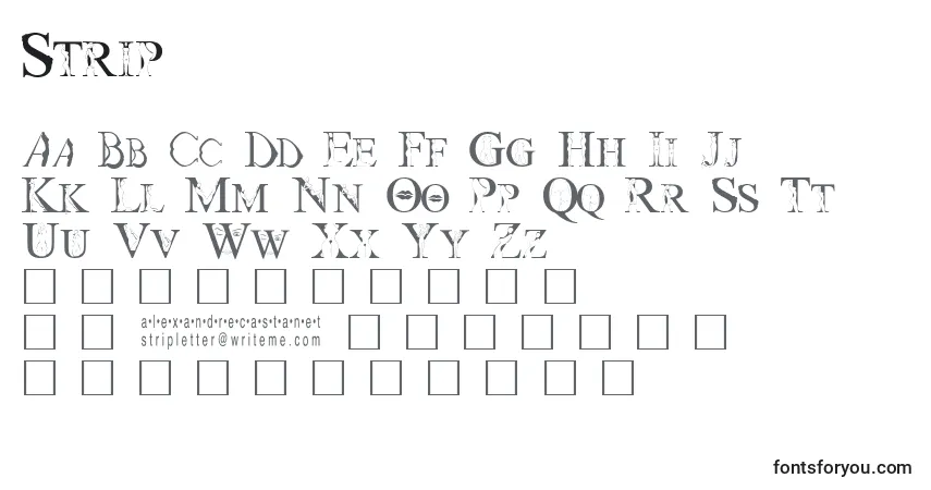 A fonte Strip – alfabeto, números, caracteres especiais