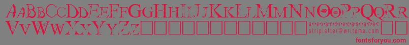 Strip-Schriftart – Rote Schriften auf grauem Hintergrund