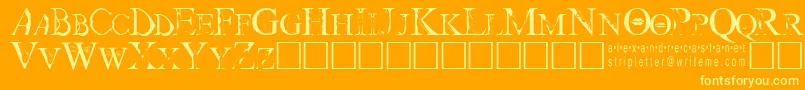 Strip-Schriftart – Gelbe Schriften auf orangefarbenem Hintergrund