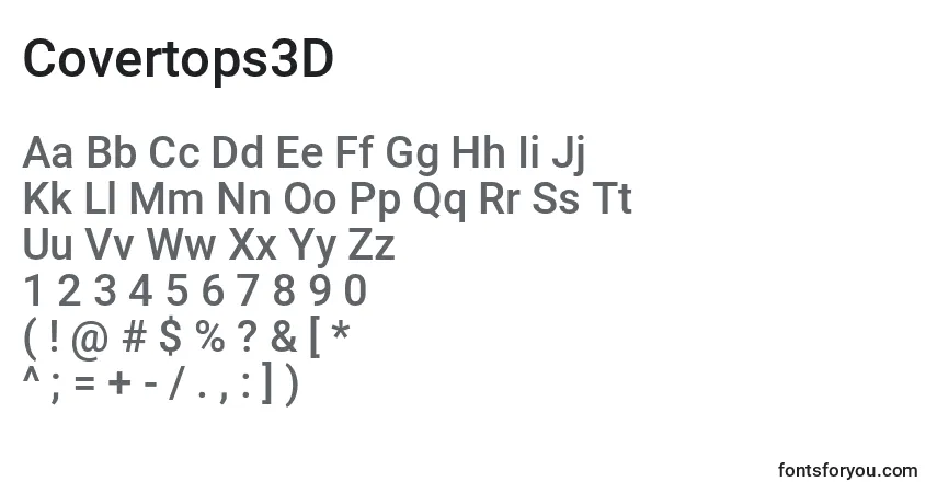 Czcionka Covertops3D – alfabet, cyfry, specjalne znaki