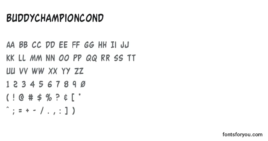 Шрифт Buddychampioncond – алфавит, цифры, специальные символы