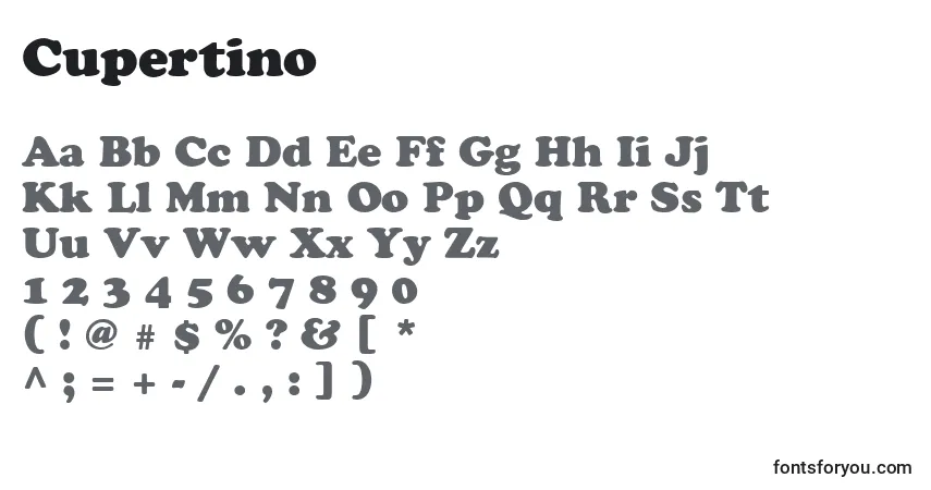 Schriftart Cupertino – Alphabet, Zahlen, spezielle Symbole