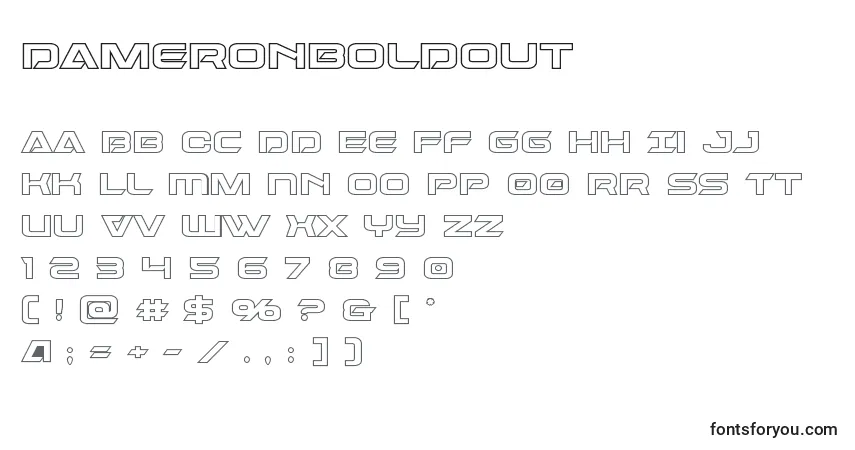 Czcionka Dameronboldout – alfabet, cyfry, specjalne znaki