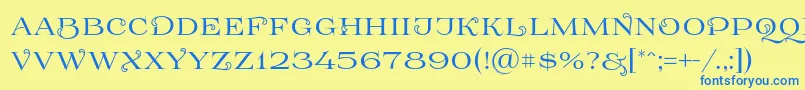 フォントPrida61 – 青い文字が黄色の背景にあります。