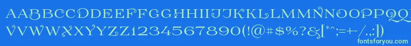 Prida61 Font – Green Fonts on Blue Background