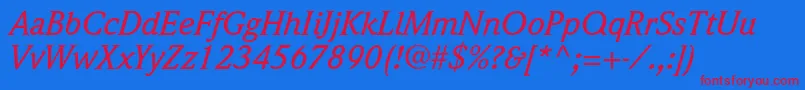 WeidemannstdMediumitalic Font – Red Fonts on Blue Background