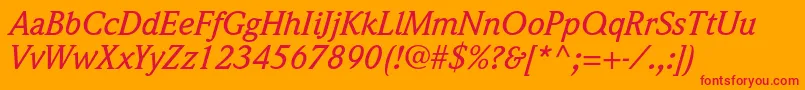 WeidemannstdMediumitalic-Schriftart – Rote Schriften auf orangefarbenem Hintergrund