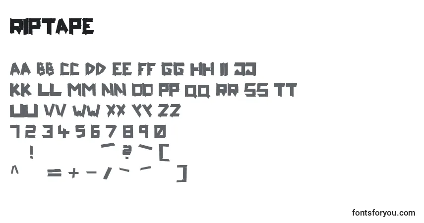 A fonte Riptape – alfabeto, números, caracteres especiais