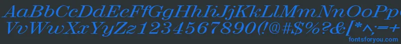 RubyscriptbroadRegular Font – Blue Fonts on Black Background