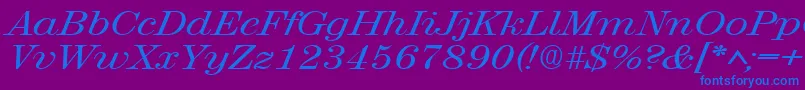 RubyscriptbroadRegular Font – Blue Fonts on Purple Background