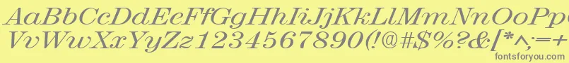 RubyscriptbroadRegular Font – Gray Fonts on Yellow Background