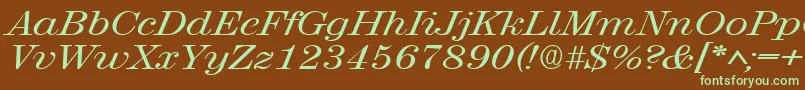 RubyscriptbroadRegular Font – Green Fonts on Brown Background