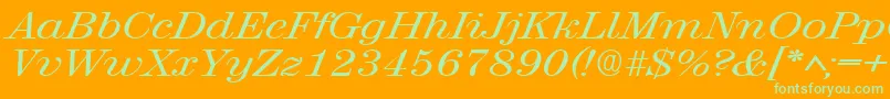 RubyscriptbroadRegular Font – Green Fonts on Orange Background