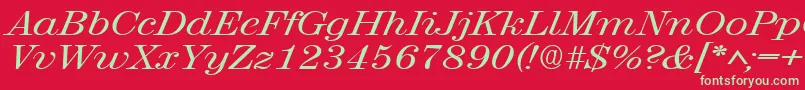 RubyscriptbroadRegular Font – Green Fonts on Red Background