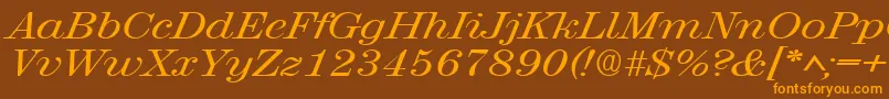 RubyscriptbroadRegular Font – Orange Fonts on Brown Background