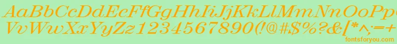 RubyscriptbroadRegular Font – Orange Fonts on Green Background