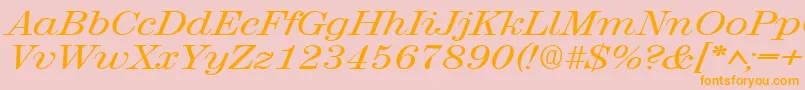 RubyscriptbroadRegular-Schriftart – Orangefarbene Schriften auf rosa Hintergrund