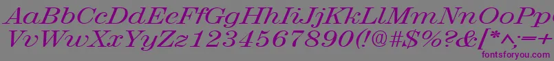RubyscriptbroadRegular-Schriftart – Violette Schriften auf grauem Hintergrund