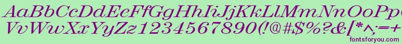 RubyscriptbroadRegular Font – Purple Fonts on Green Background