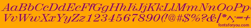 RubyscriptbroadRegular Font – Purple Fonts on Orange Background